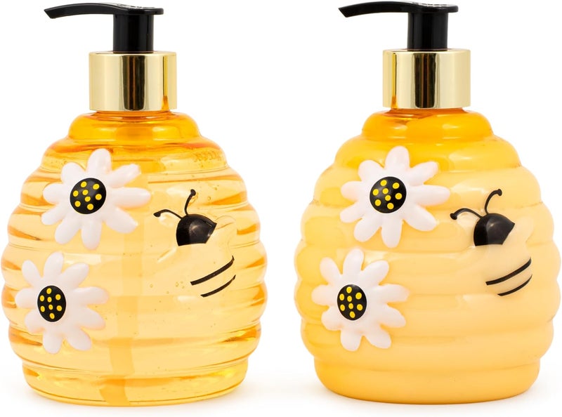 simple pleasures Beehive 2 Pack Sweet Honey Lemon Scented Liquid Hand Soap Dispensers - Plastic Novelty Decorative Refillable Hand Pumps for Kitchen Countertops and Bathroom Sinks - Image 3